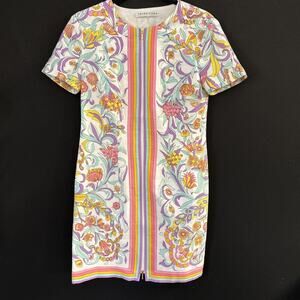 Trina Turk Pastel Floral Print shift Dress Size 4 Vintage Inspired Zip Front